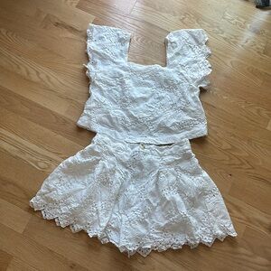 Anthropologie Maeve Daphne White Eyelet
Blouse Top and Short Set XL